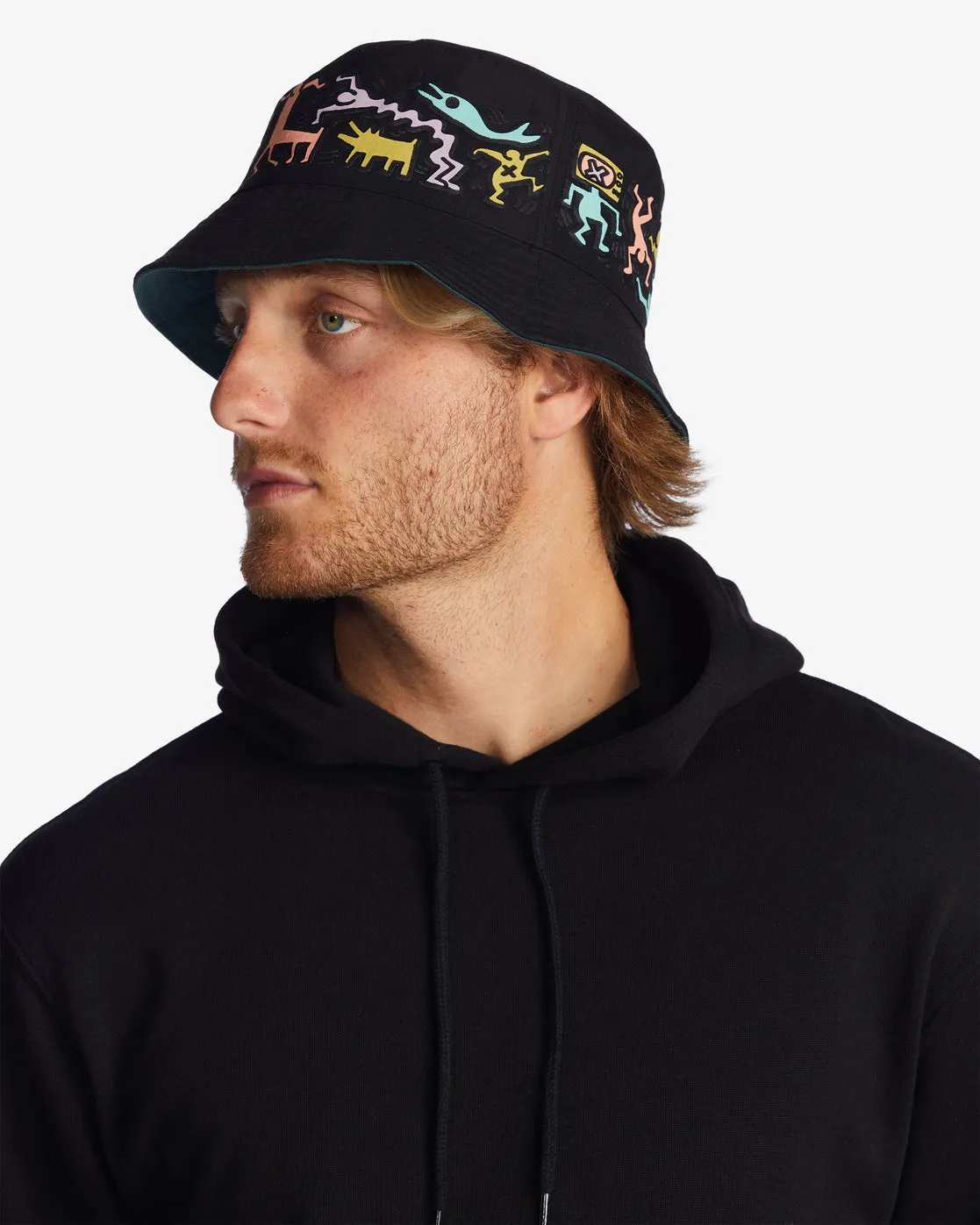 Keith Haring Jam Reversible Bucket Hat - Military Black