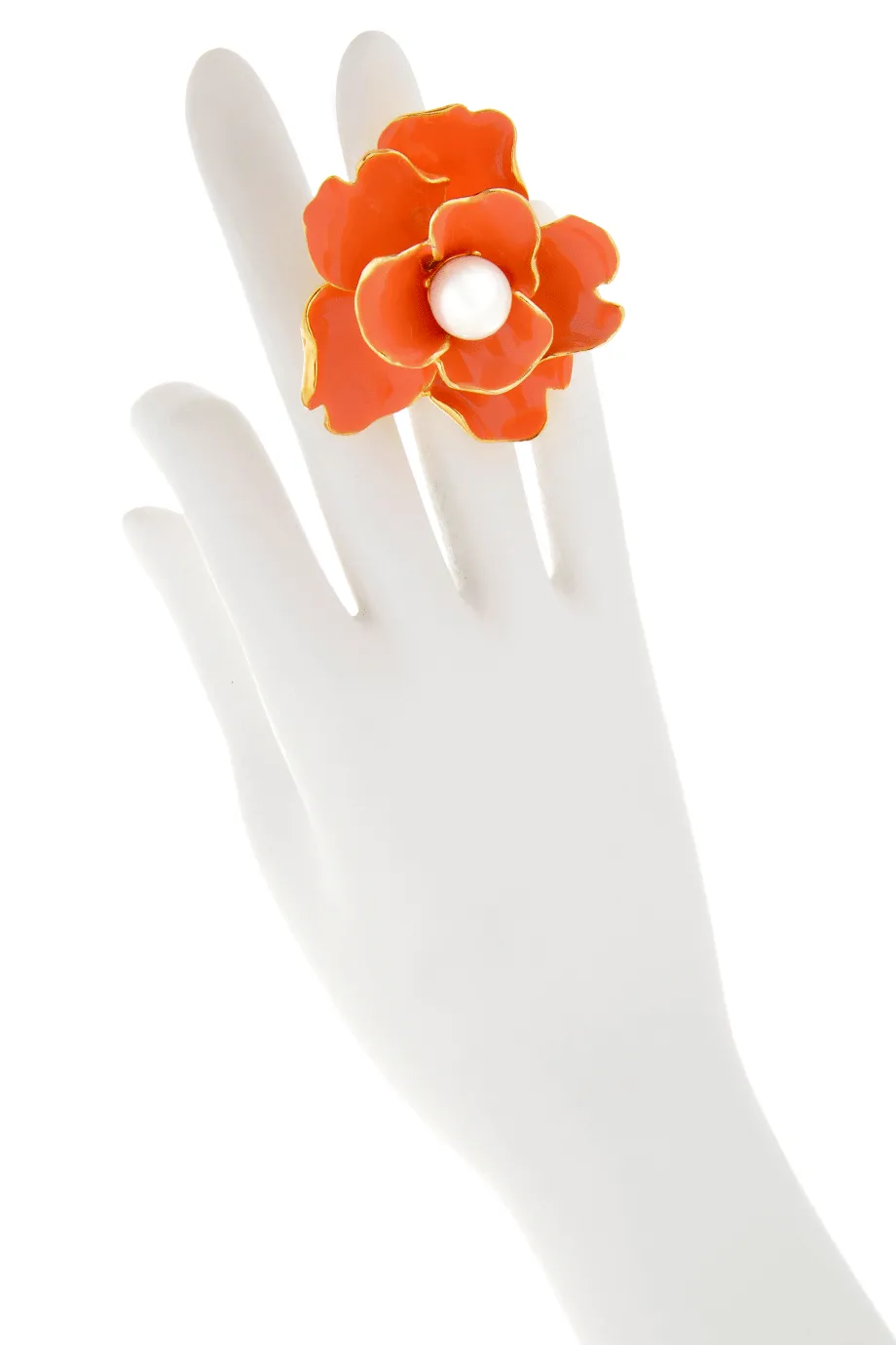 KENNETH JAY LANE FLOWER Coral Large Pearl Ring