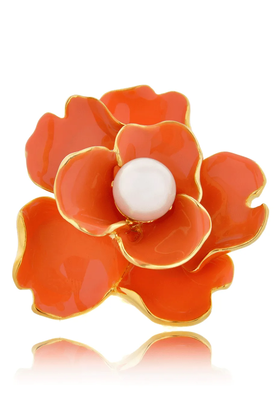 KENNETH JAY LANE FLOWER Coral Large Pearl Ring