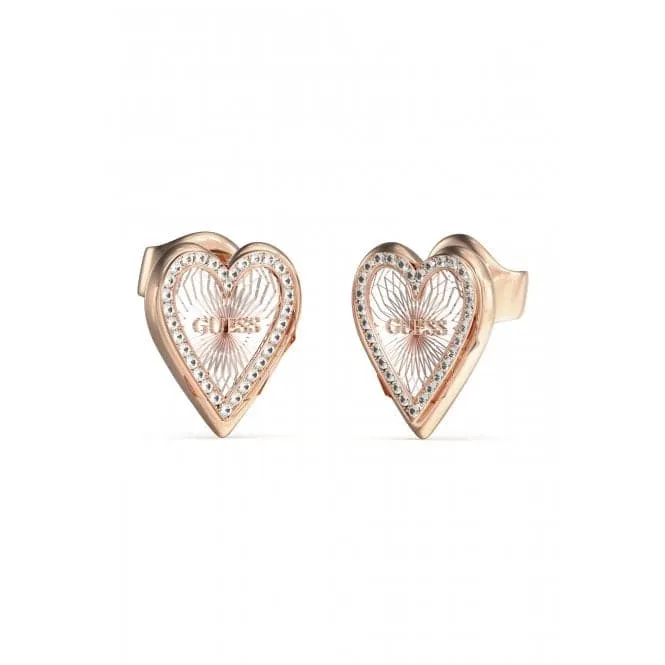 Ladies Love Me Tender Silver Rose Gold Crystal Earrings UBE03237RHRG