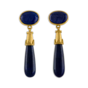 Lapis Granulated Amphora Earrings