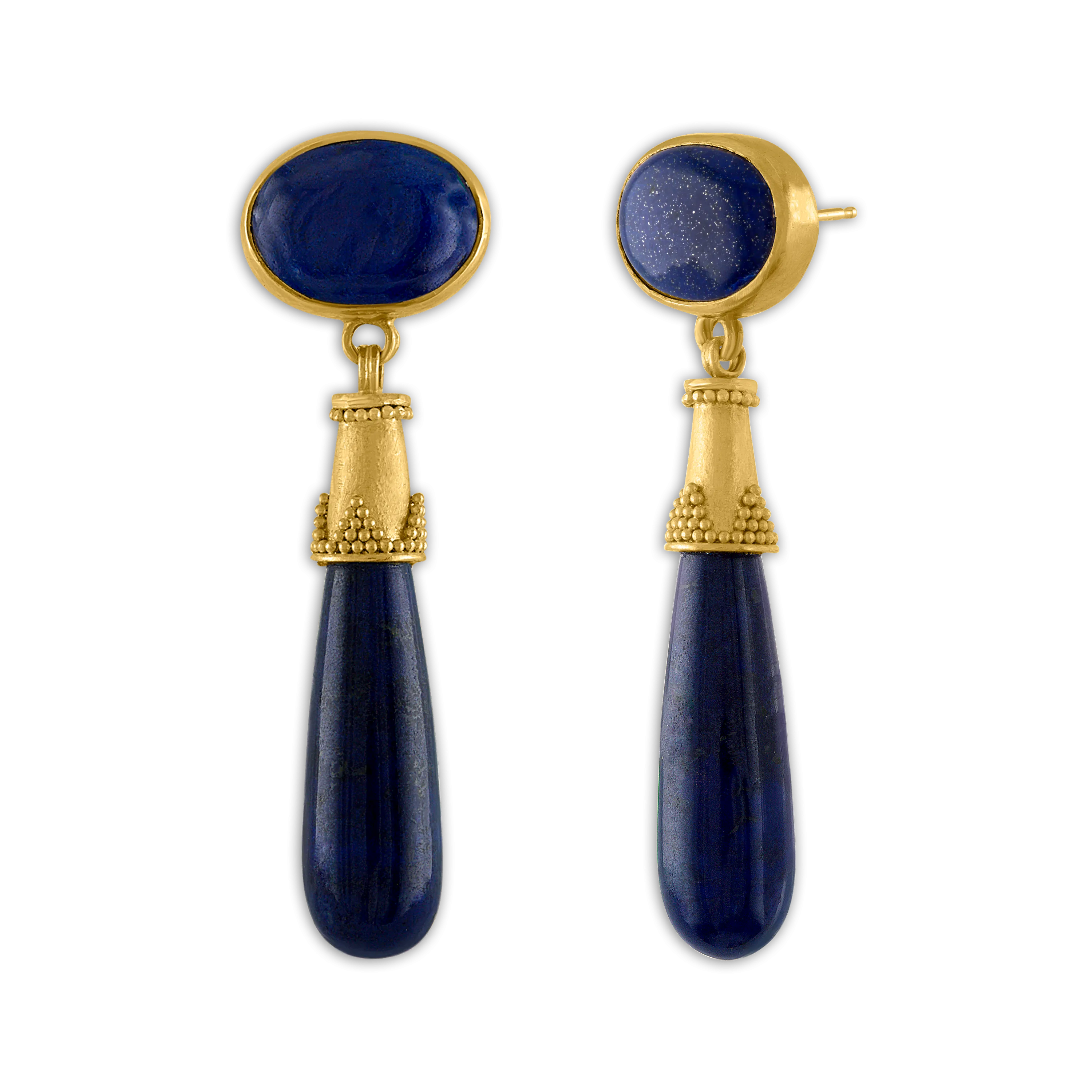 Lapis Granulated Amphora Earrings