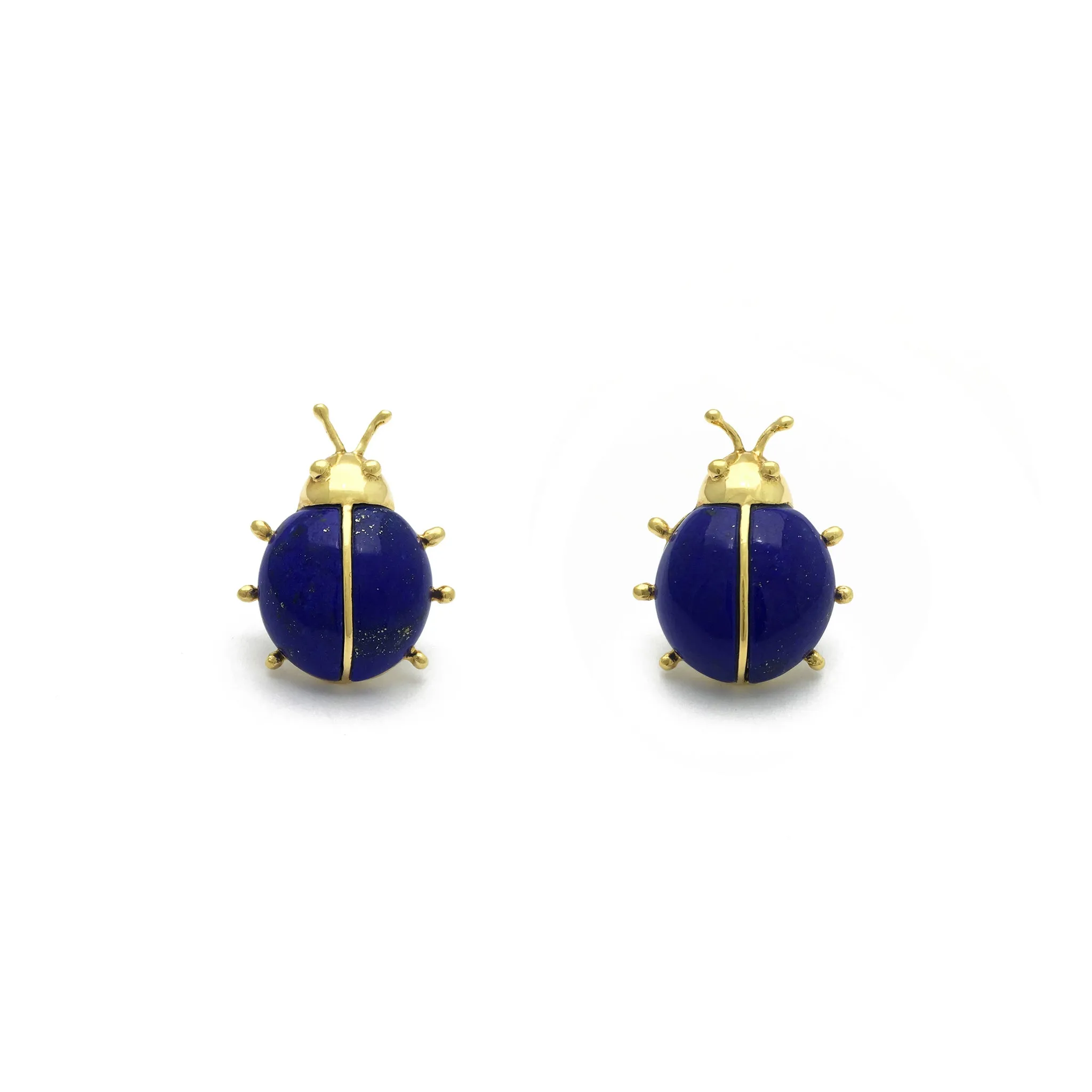 Lapis Lazuli Ladybug Stud Earrings (14K)