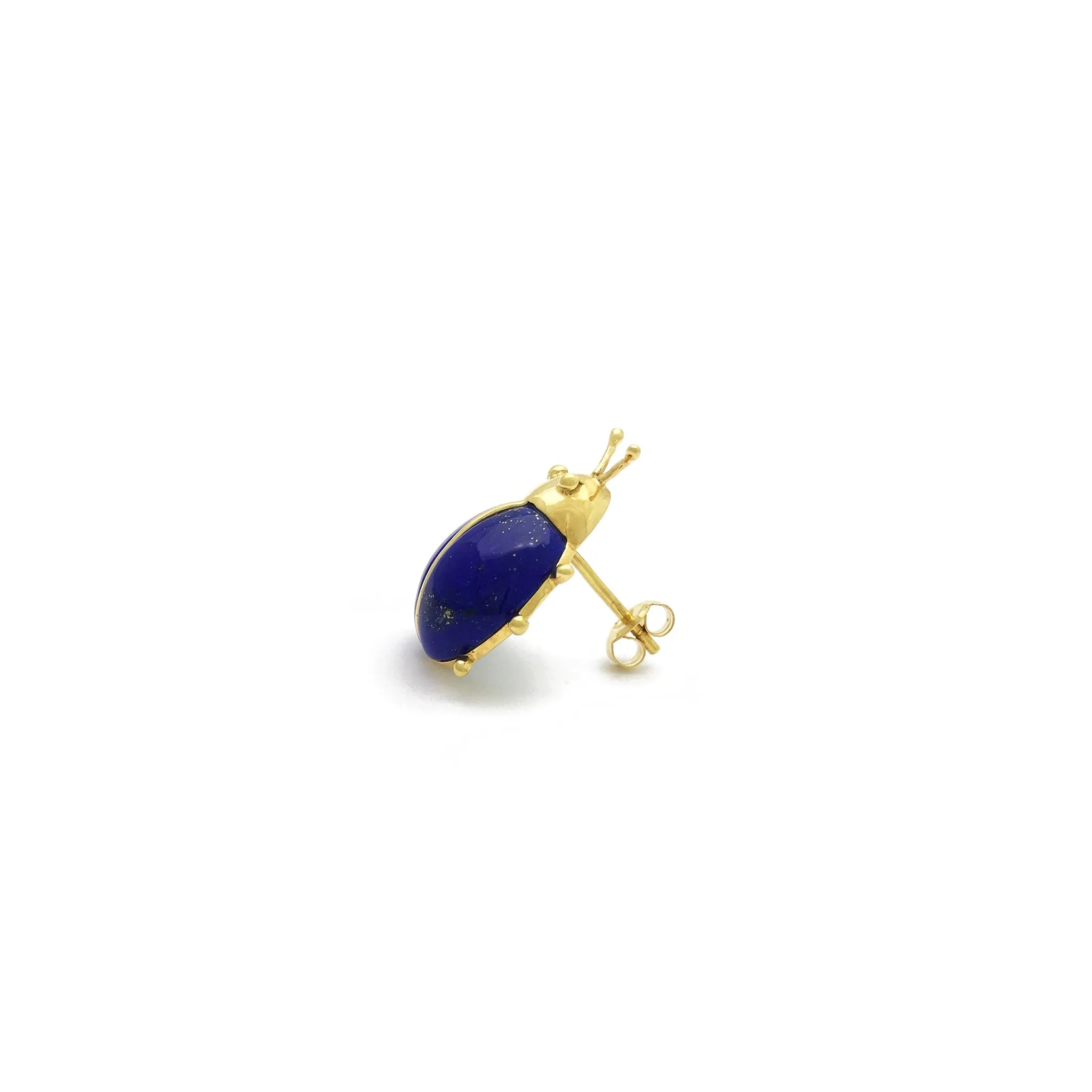 Lapis Lazuli Ladybug Stud Earrings (14K)