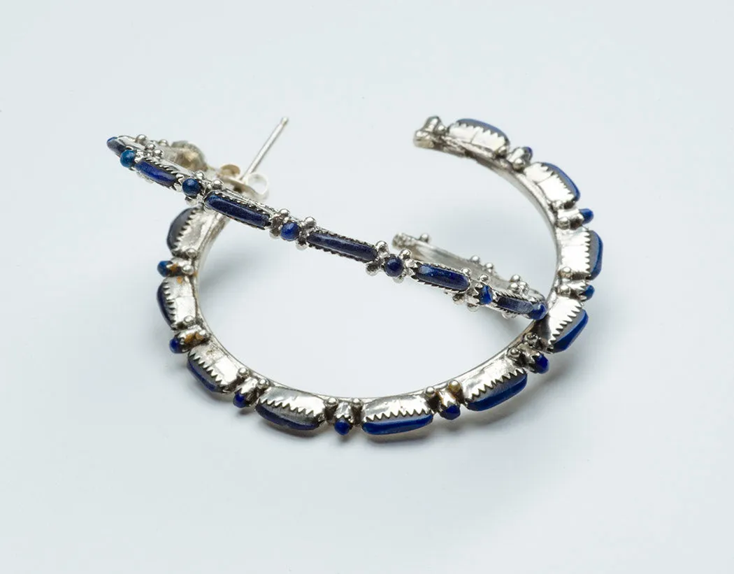 Lapis Lazuli Petit Point Hoop Earrings