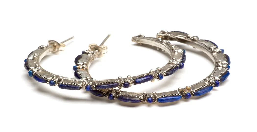 Lapis Lazuli Petit Point Hoop Earrings