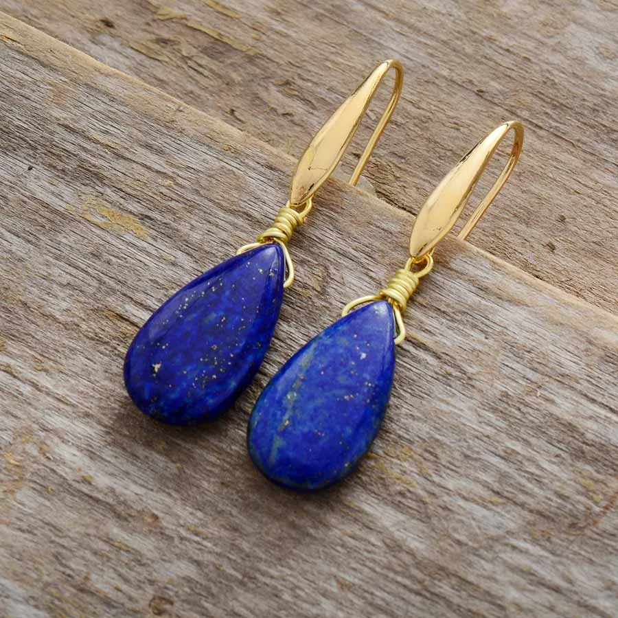 Lapis Lazuli Water Drop Earrings