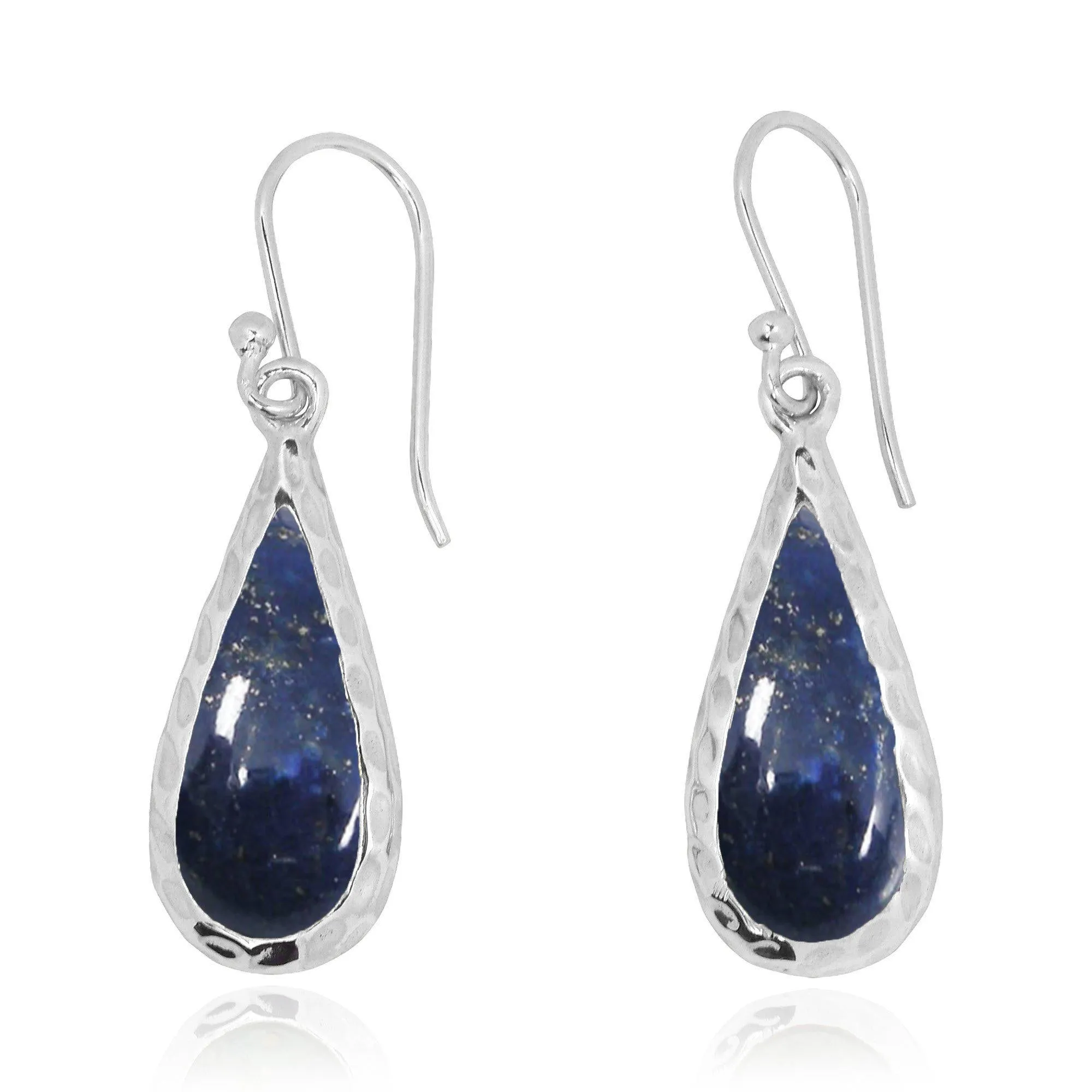 Lapis Oxidized Silver French Wire Earrings