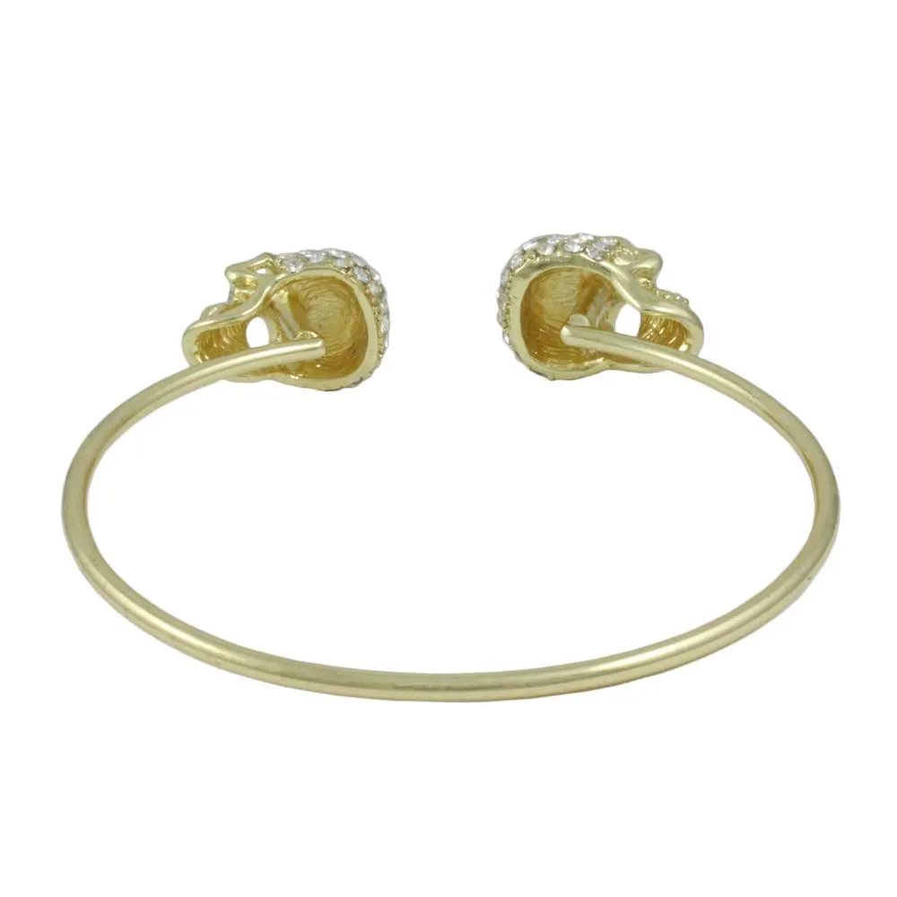 Large Crystal Skulls Thin Gold-tone Bangle - BGR509