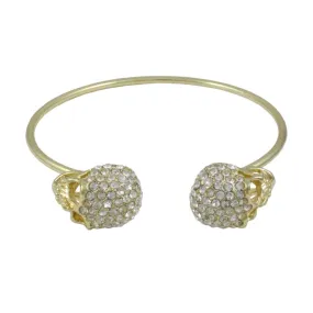 Large Crystal Skulls Thin Gold-tone Bangle - BGR509