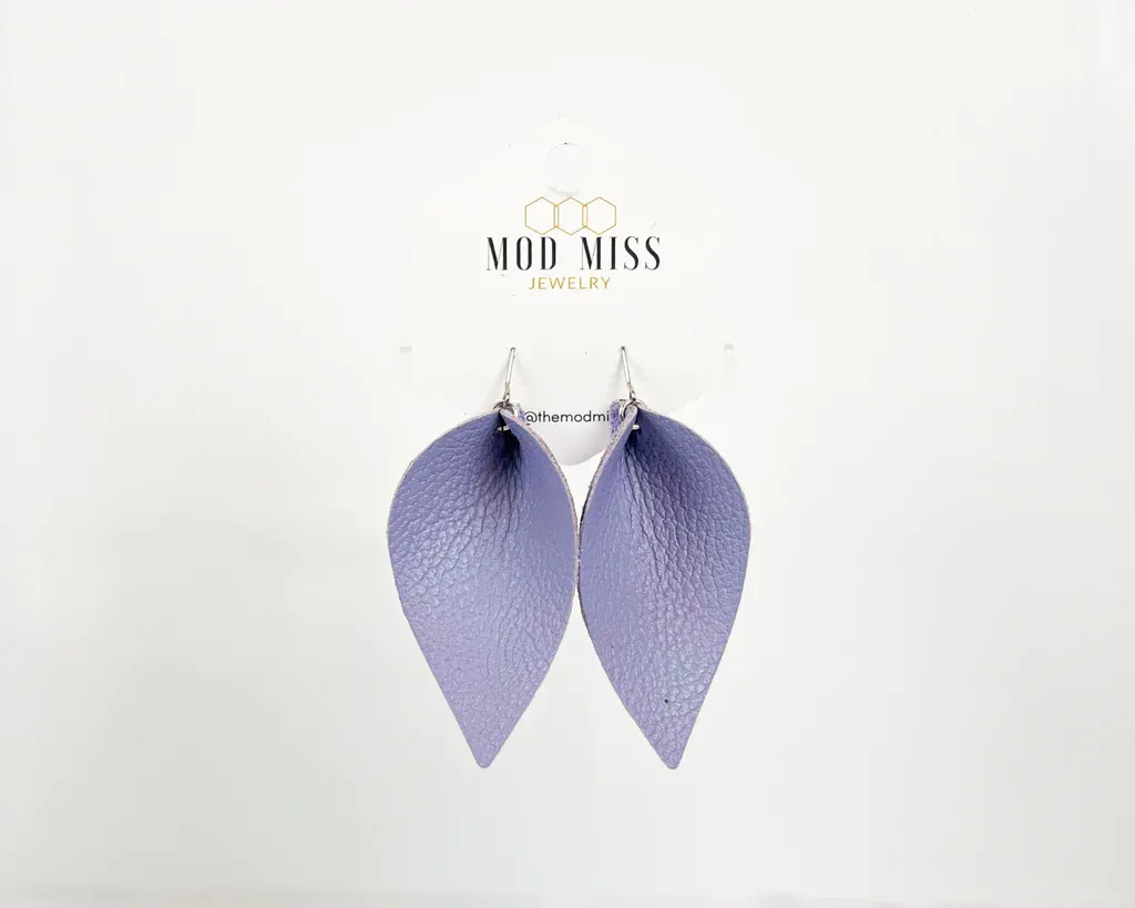 Lilac Leather Petal Earrings