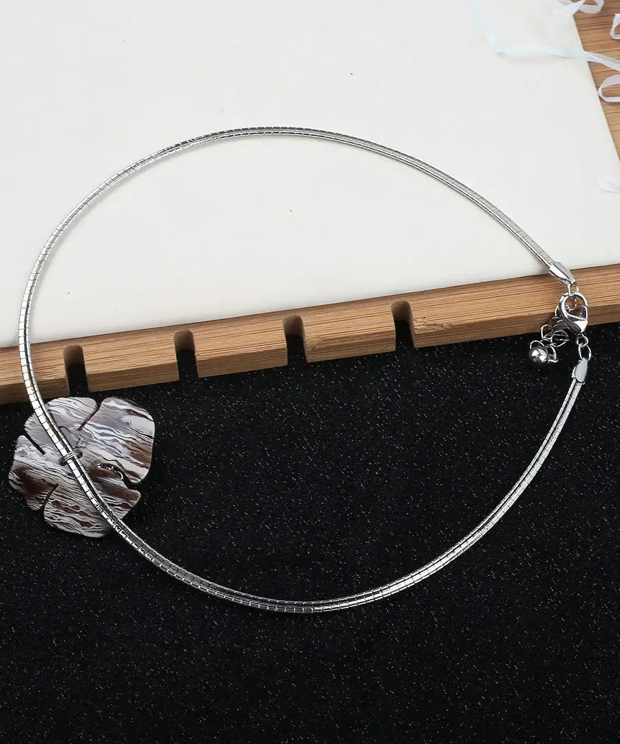 Loose Silk Stainless Steel Floral Choker ML0350