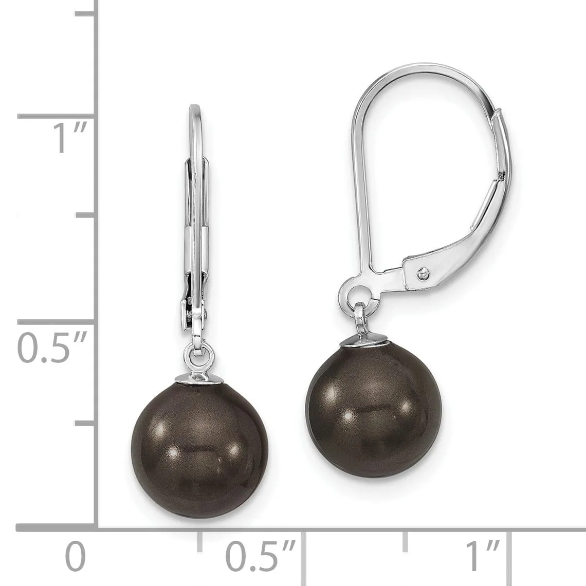 Majestik Round Black Pearl Leverback Earrings