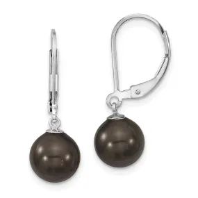 Majestik Round Black Pearl Leverback Earrings