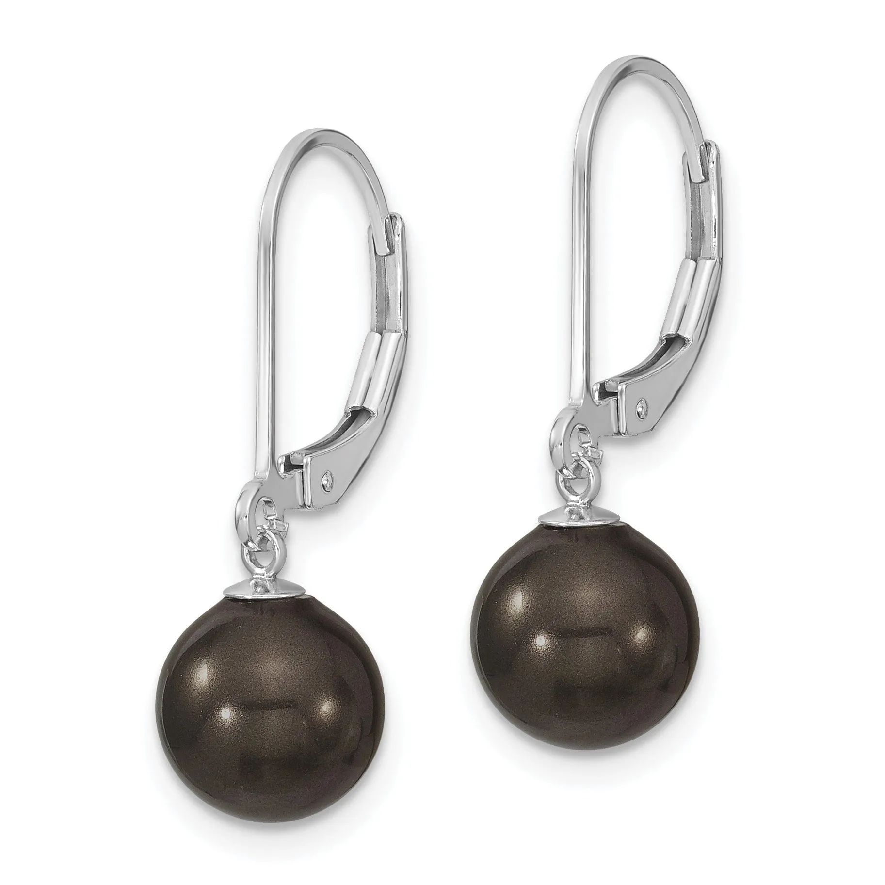 Majestik Round Black Pearl Leverback Earrings