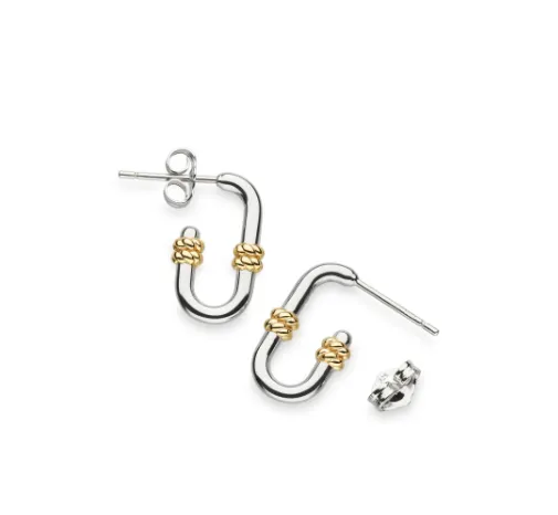 Marina Rope Bar Link Golden Stud Hoop Earrings