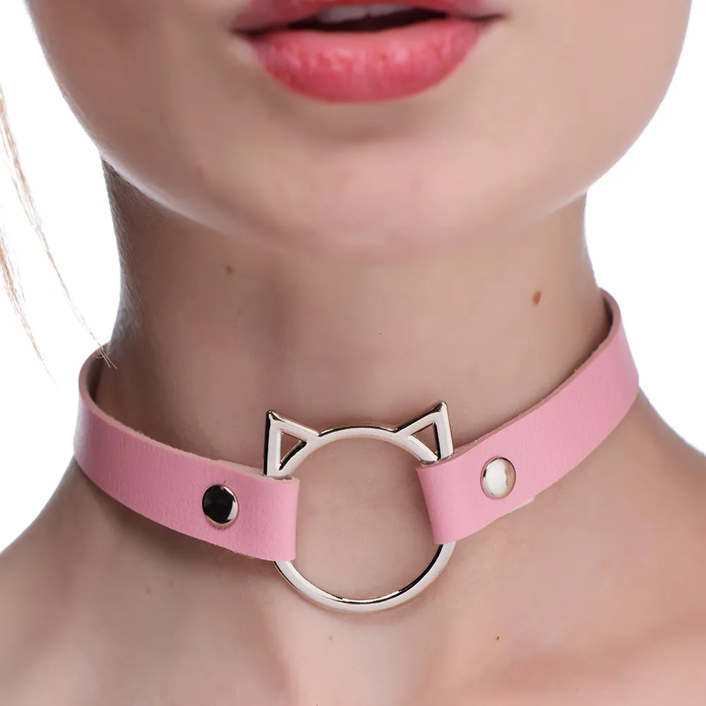 Master Series Kinky Kitty Slim Choker in Pink