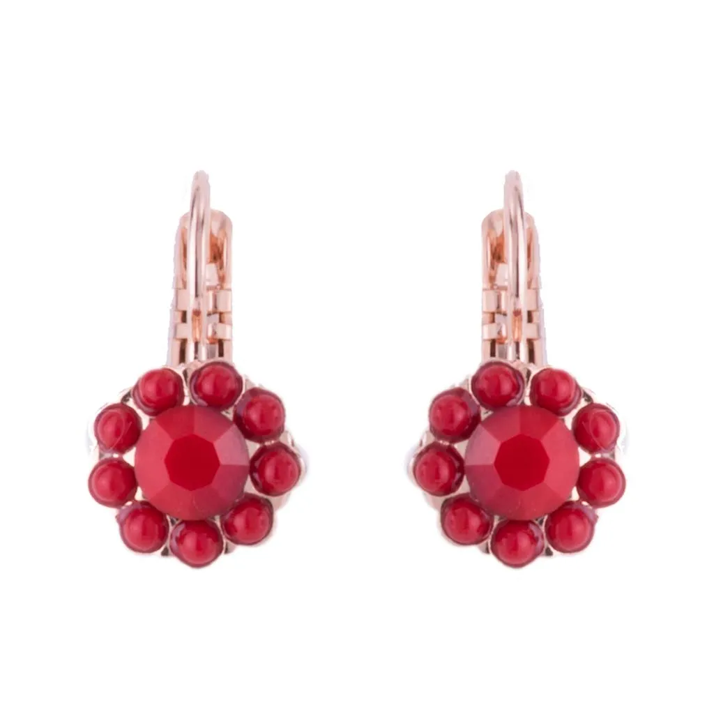 Medium Flower Leverback Earrings in "Red Coral" *Custom*