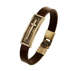 Men's Cross Bracelet <br> Leather Vintage Cross