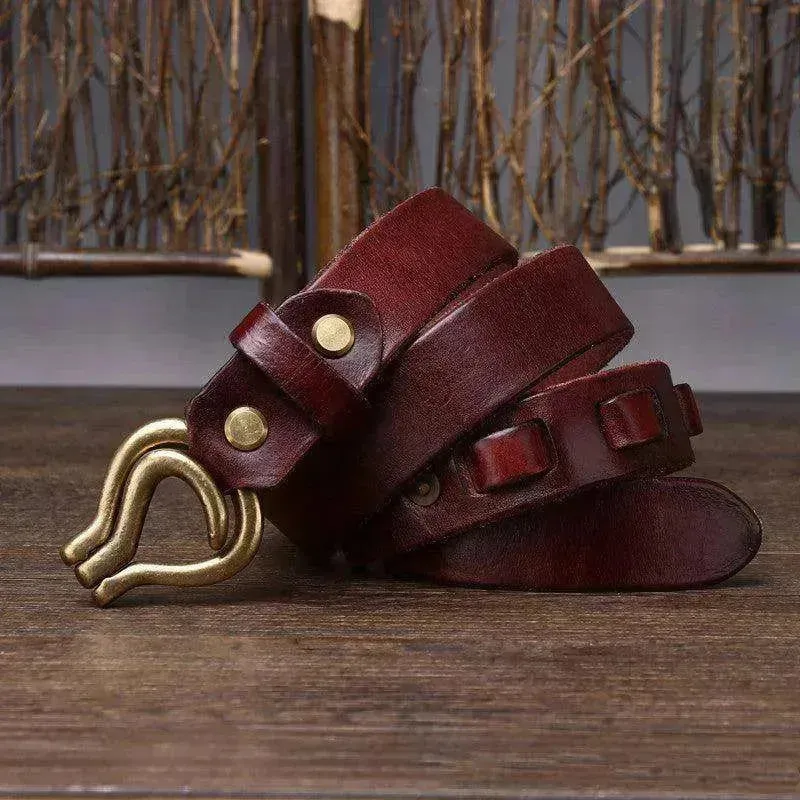 Men's Retro Thick Vegetable Tanned Cowhide Leather Belt