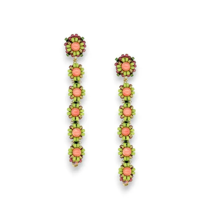 MIGUEL ASES - PINK CORAL MIYUKI DROP EARRINGS