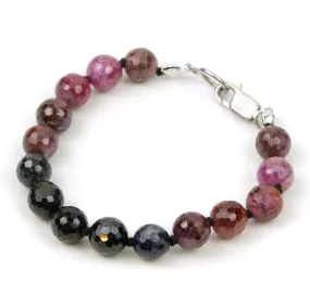 Multi-Color Sapphire Bracelet with Sterling Silver Lobster Claw Clasp