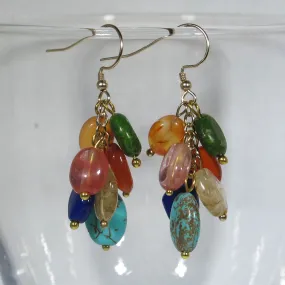 Multicolor Mixed Gemstones Drop Earrings