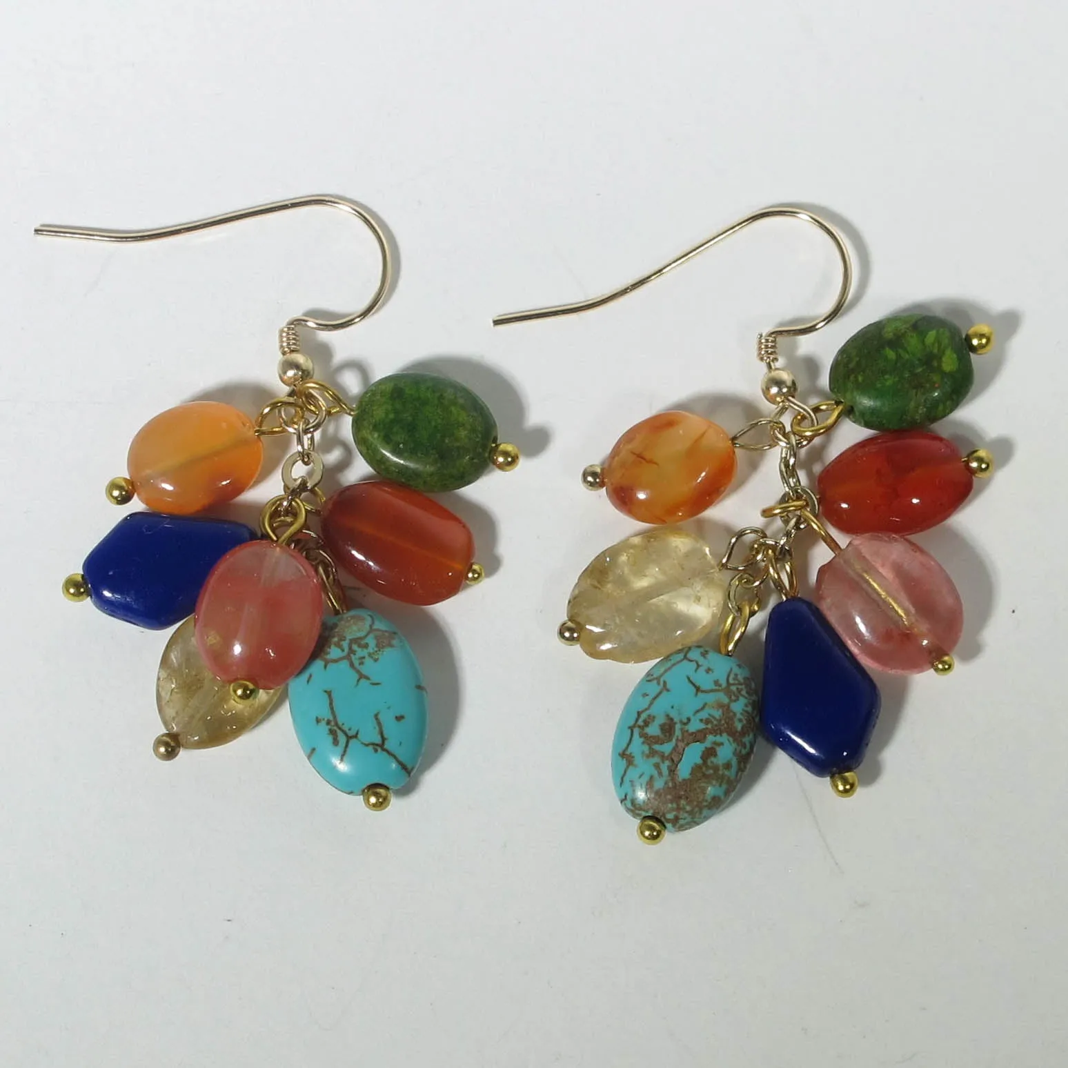 Multicolor Mixed Gemstones Drop Earrings