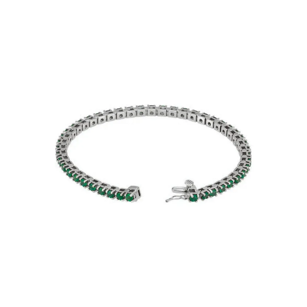 Natural Round Emerald Line Bracelet (14K)