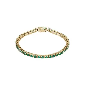 Natural Round Emerald Line Bracelet (14K)