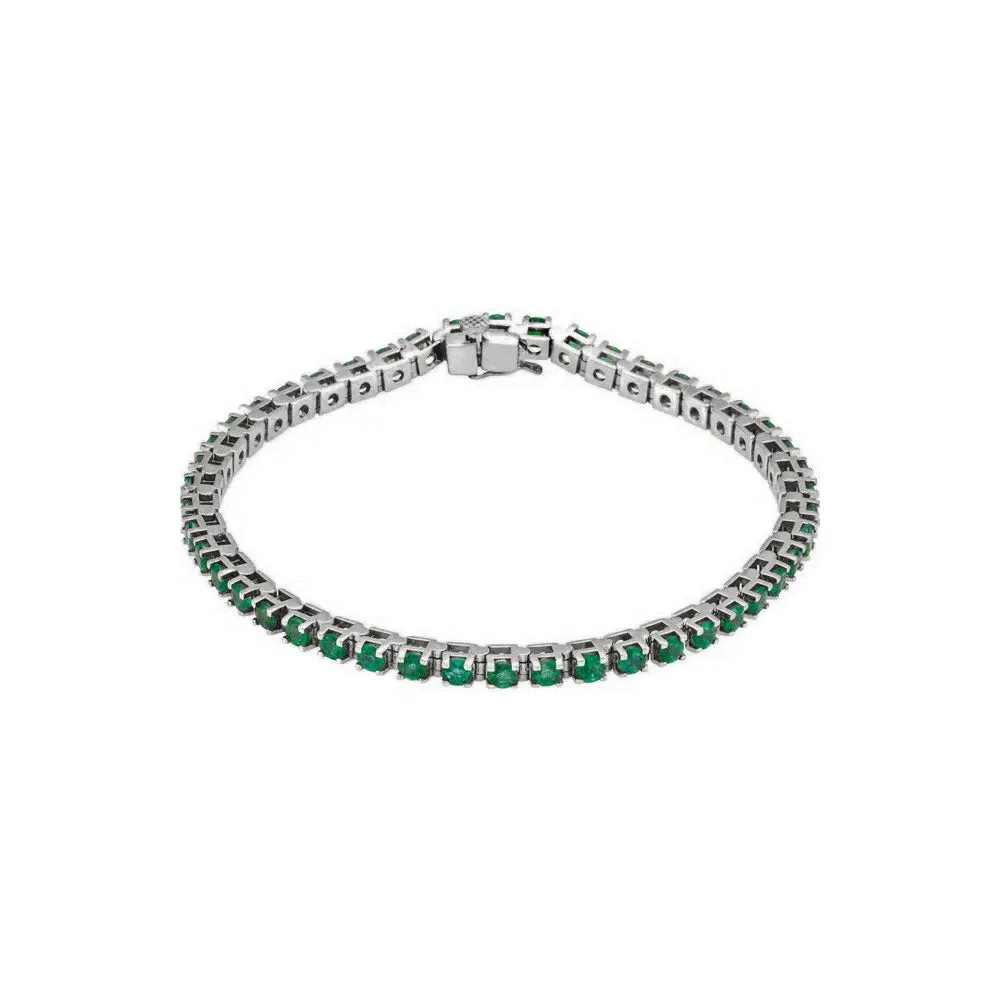 Natural Round Emerald Line Bracelet (14K)