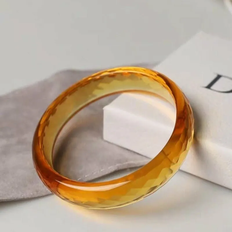 Natural Yellow Faceted Citrine Quartz Bangle Bracelet 54-61mm