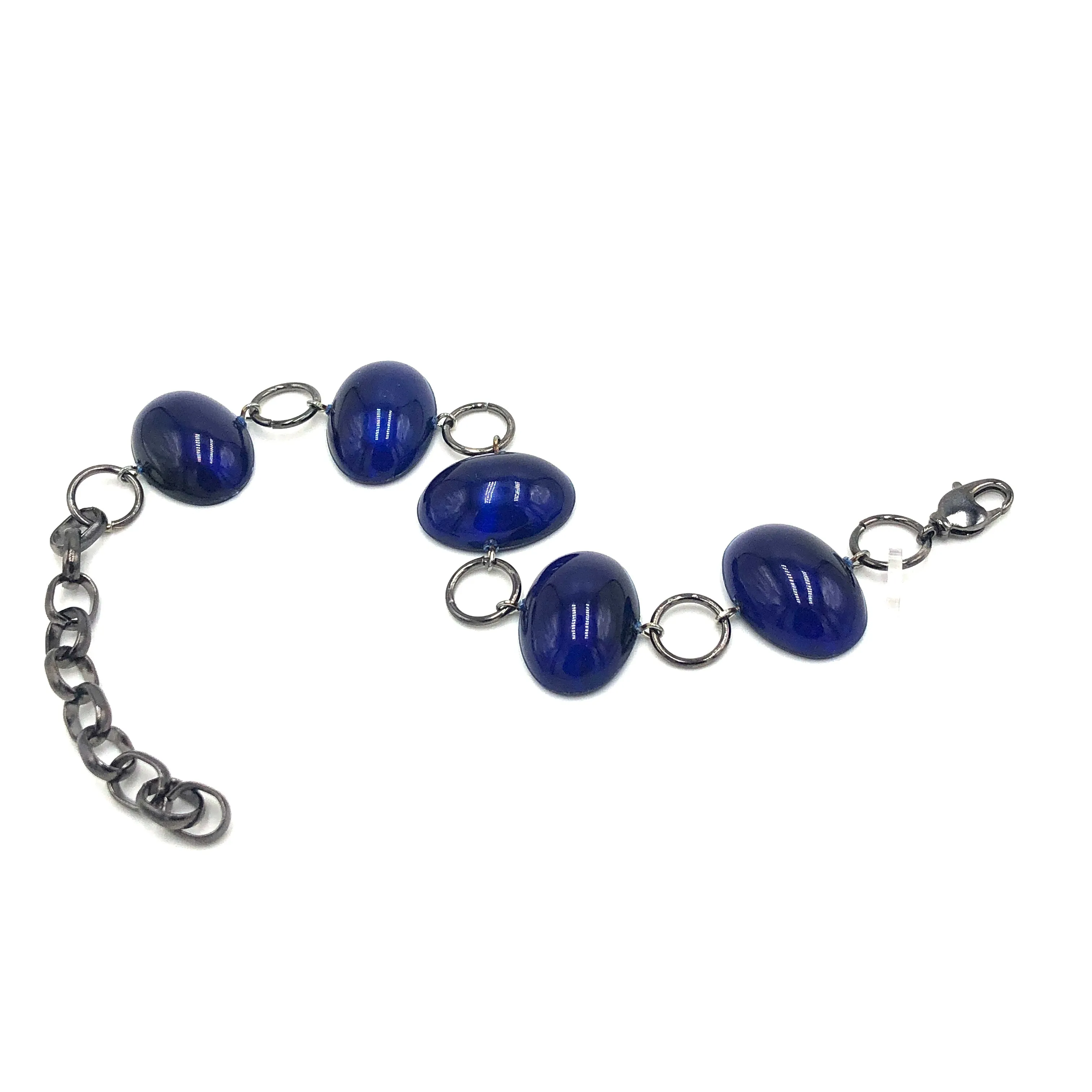 Navy Jelly Bean Stations Bracelet