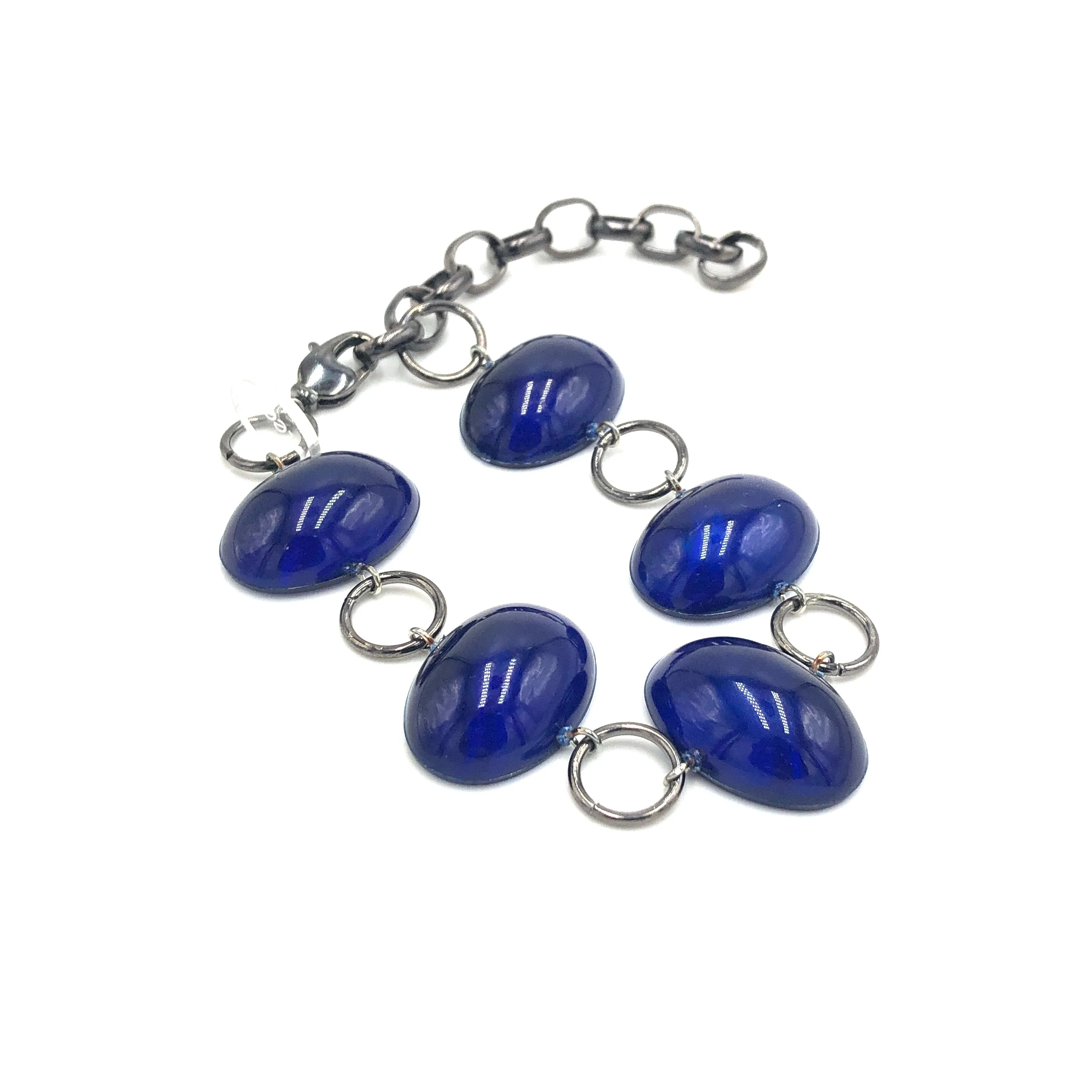 Navy Jelly Bean Stations Bracelet