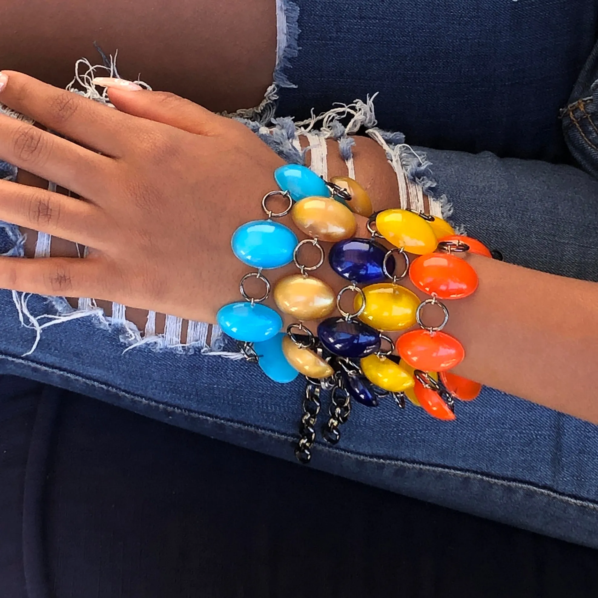 Navy Jelly Bean Stations Bracelet