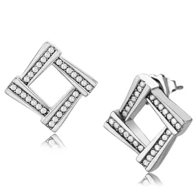 No Plating Stainless Steel Earrings with AAA Grade CZ in Clear for Women Clear Stone Color Style DA333