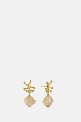 Nuria Gold Earrings Champagne Crystal