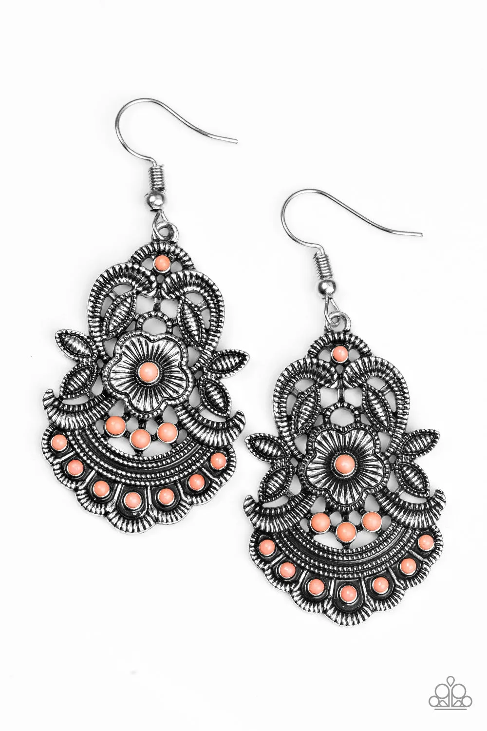 Open Door Jewelry - Blooming Bora Bora - Orange Earrings - Paparazzi Accessories