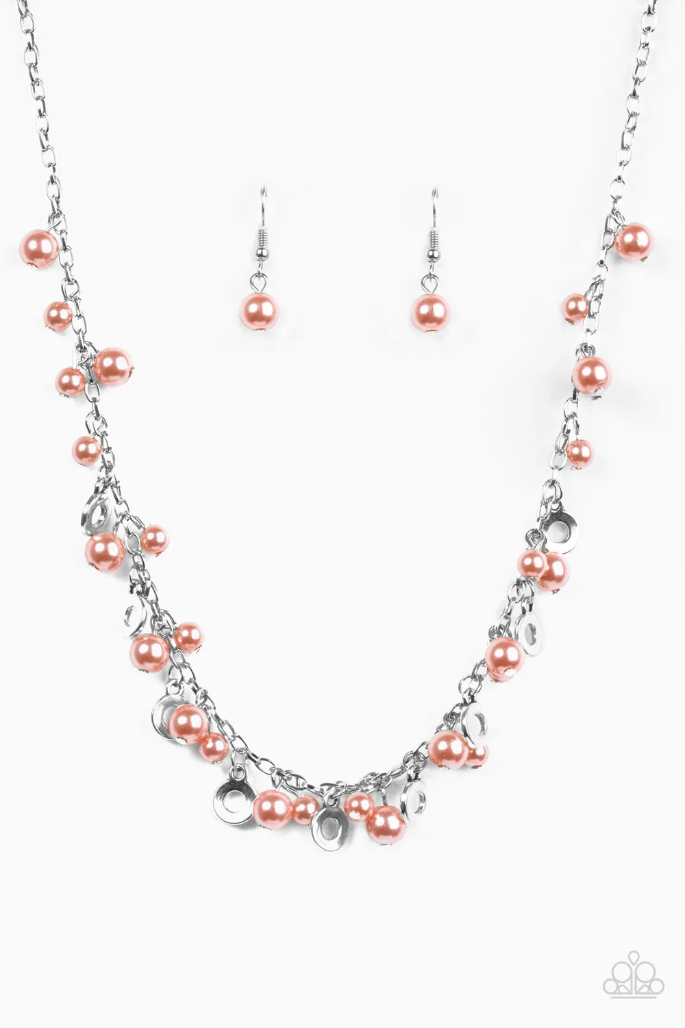 Open Door Jewelry - Elegant Ensemble - Orange Necklace - Paparazzi Accessories