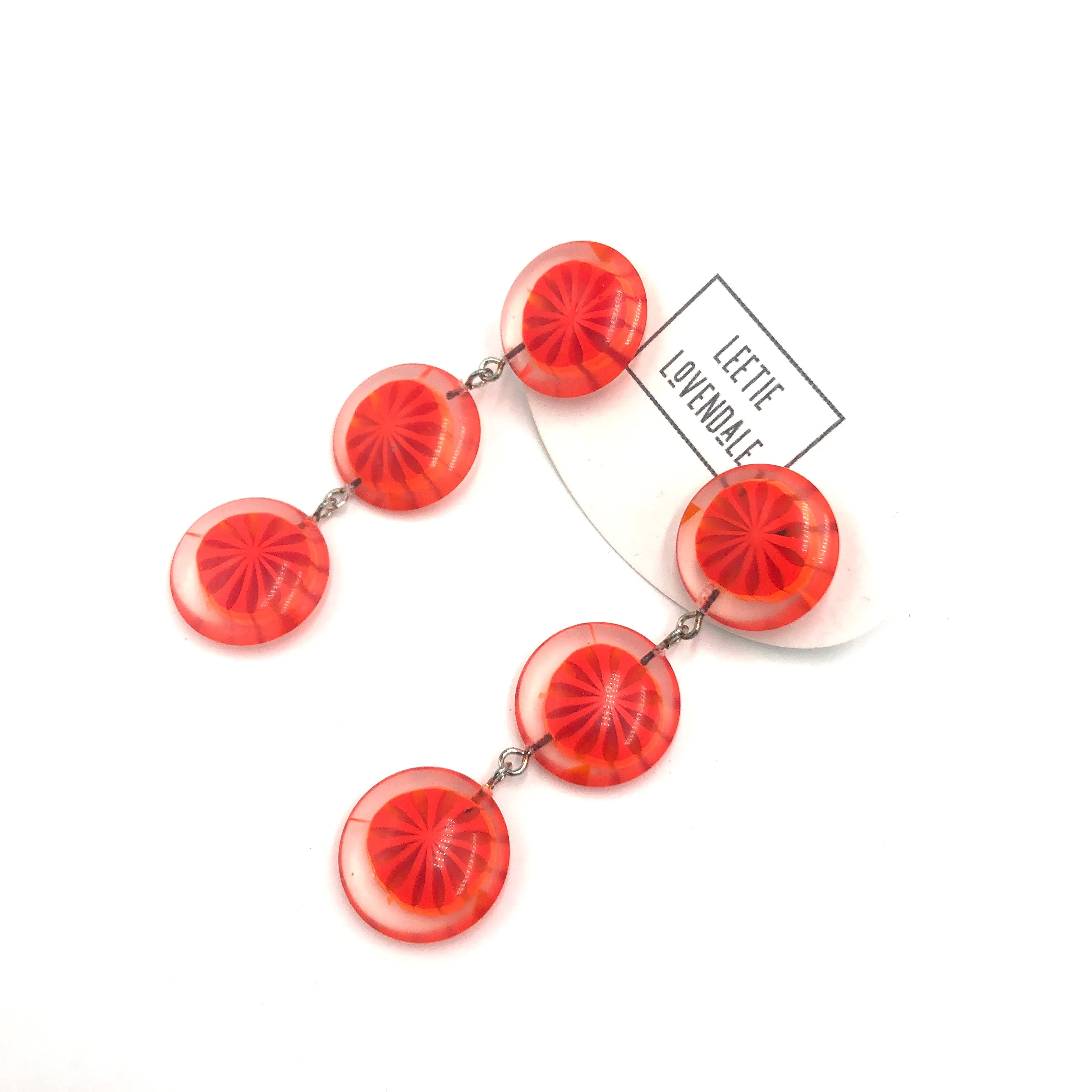 Orange Slice Citrus Tri Dot Earrings