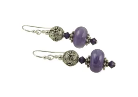 Orchid Purple Lampwork Bead Earrings