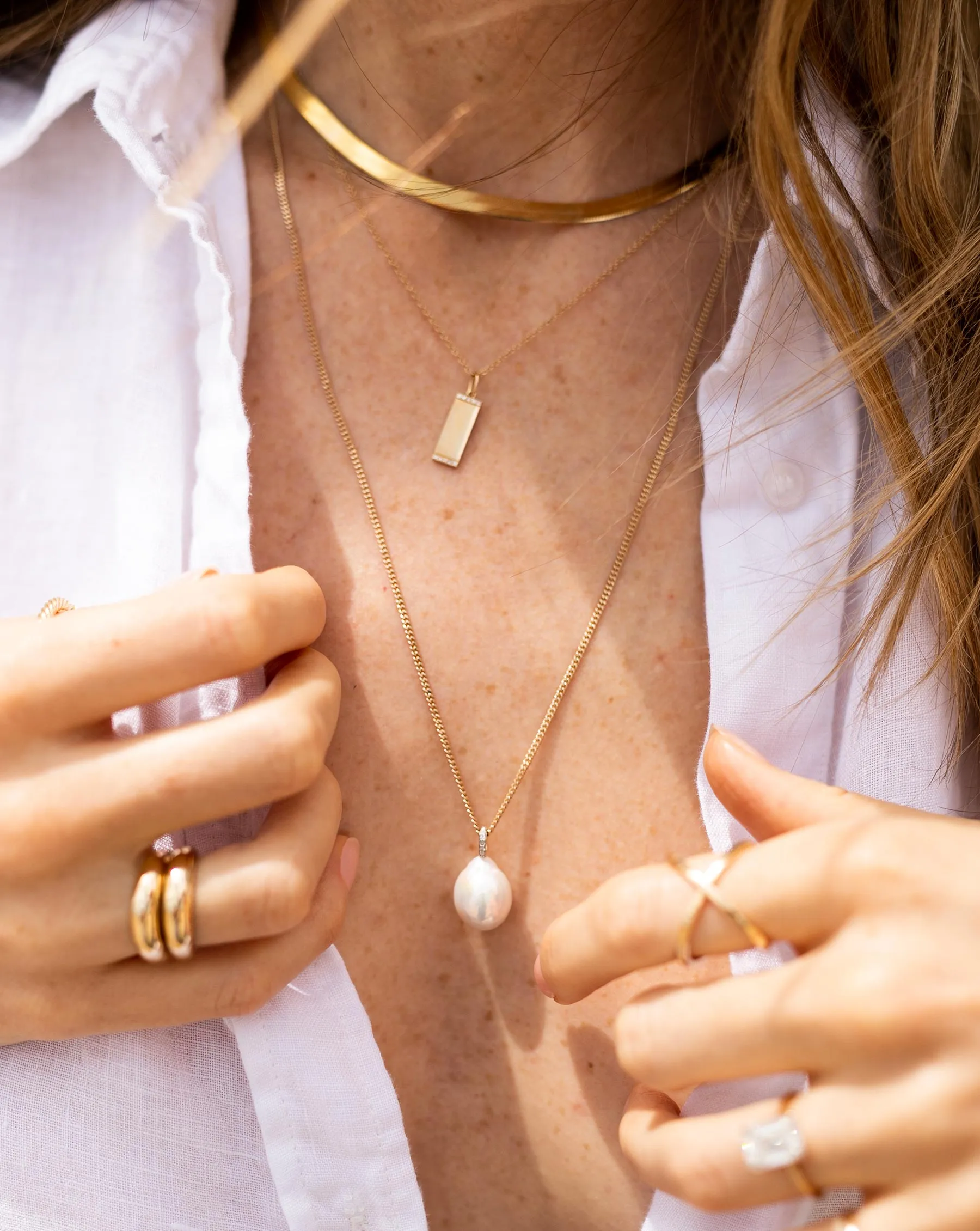 Organic Pearl   Pavé Layering Necklace