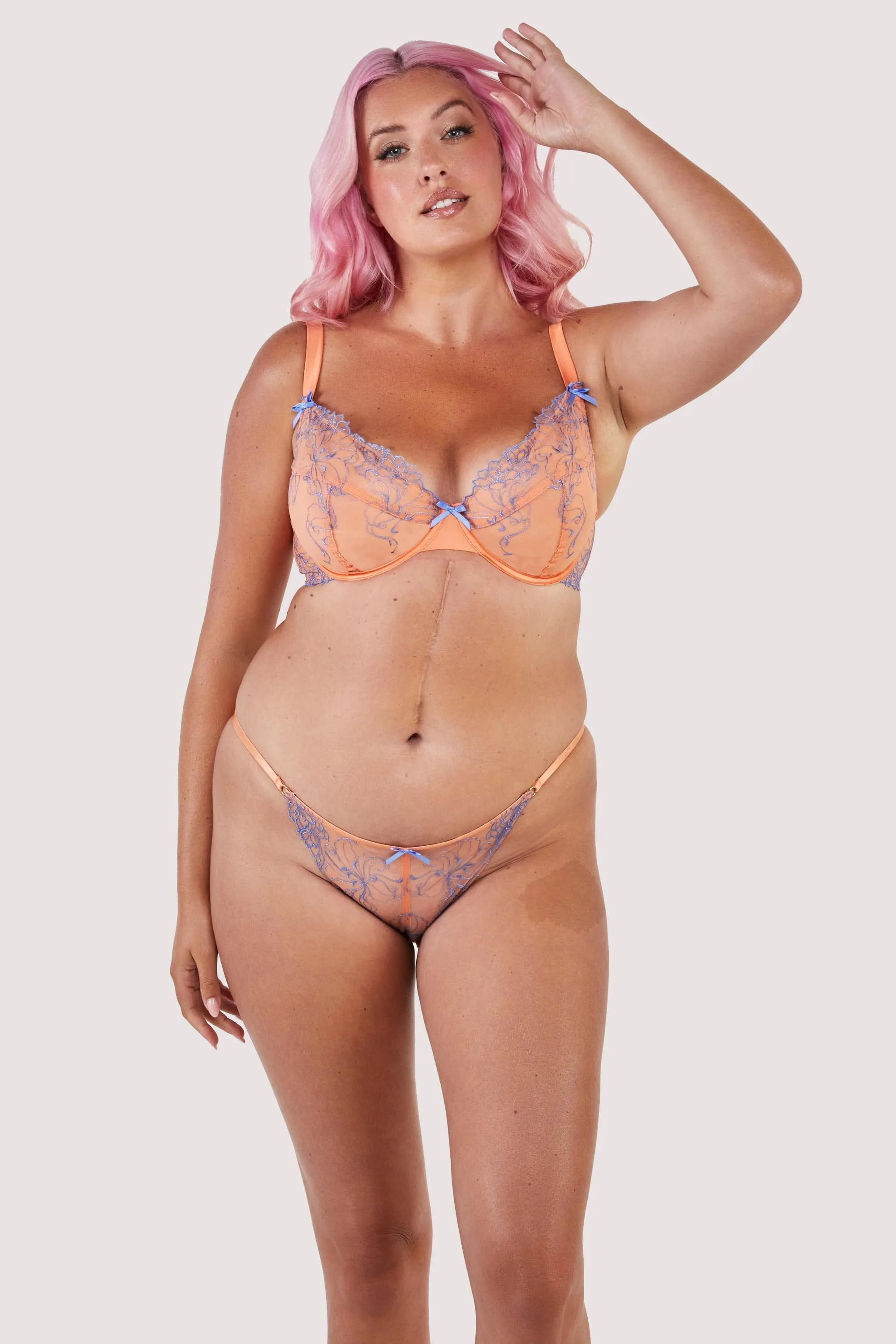 Palm Bay Coral Embroidery Plunge Bra