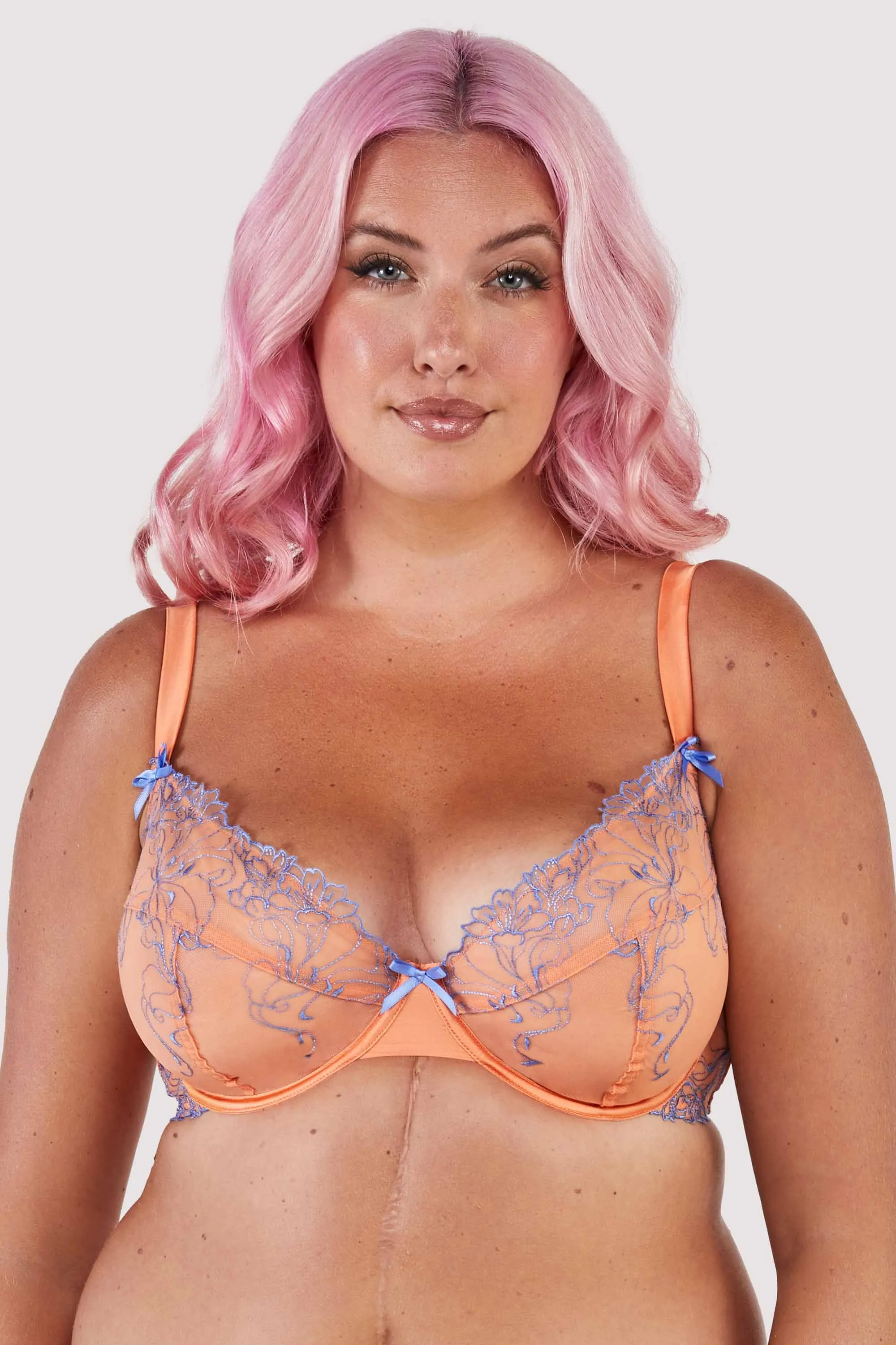 Palm Bay Coral Embroidery Plunge Bra