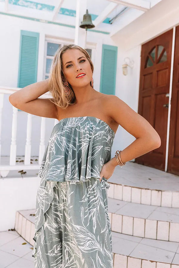 Palms In Paradise Jumpsuit in Dark Sea Glass