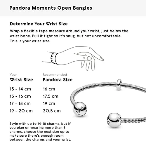 Pandora Sterling Silver Open Bangle With Silicone Stoppers And Interchangeable End Caps