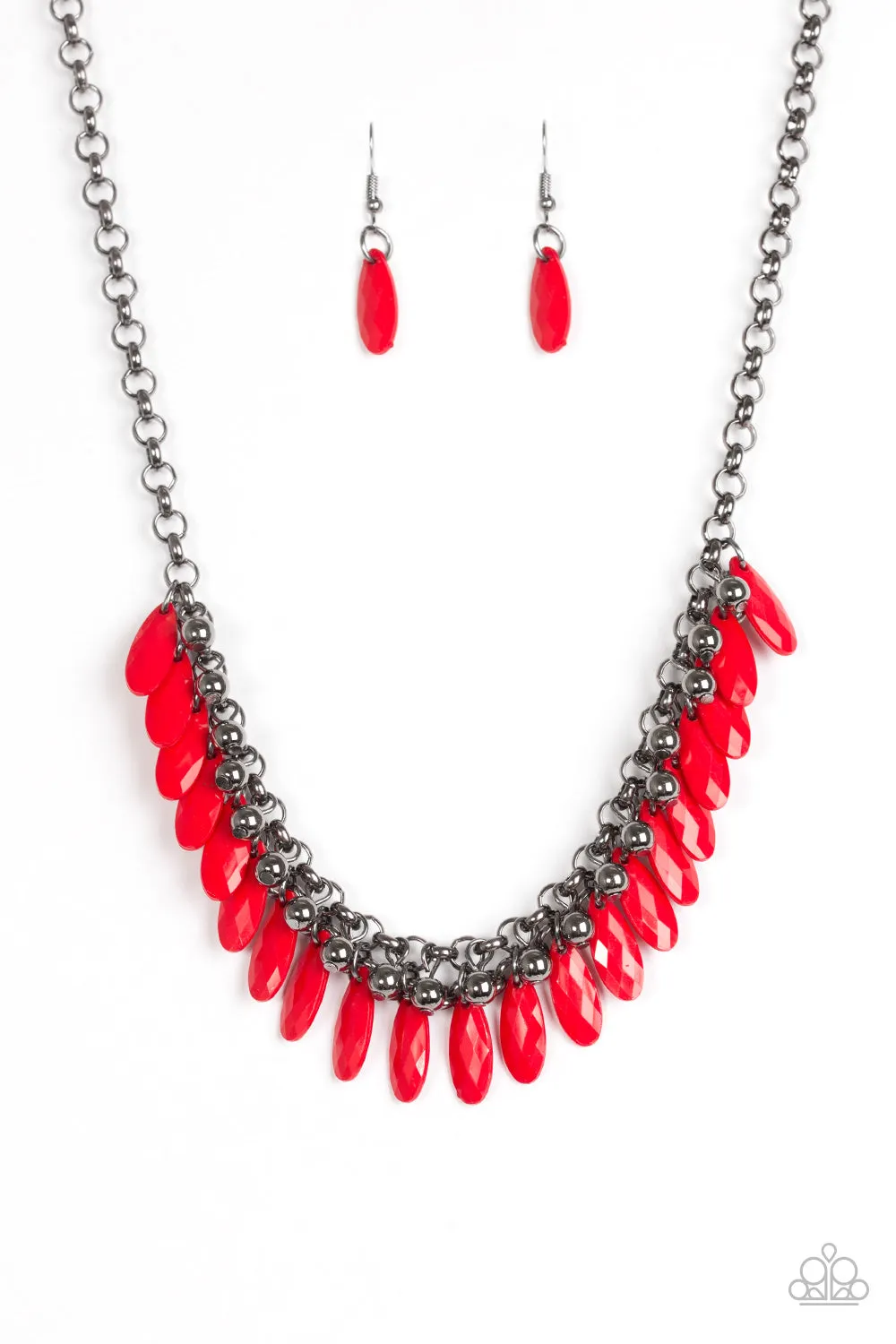 Paparazzi Accessories  - Jersey Shore #N221 Box 3  - Red Necklace