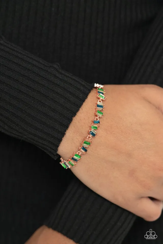 Paparazzi Bracelet ~ Emerald Ensemble - Copper