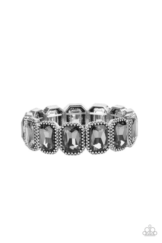 Paparazzi Bracelet ~ Studded Smolder - Silver