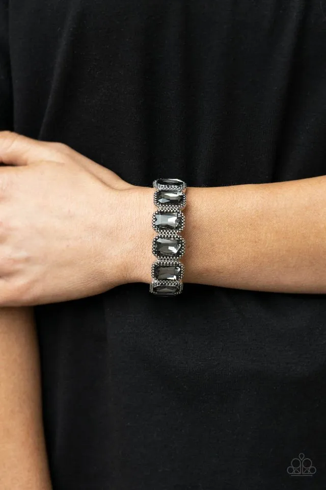 Paparazzi Bracelet ~ Studded Smolder - Silver